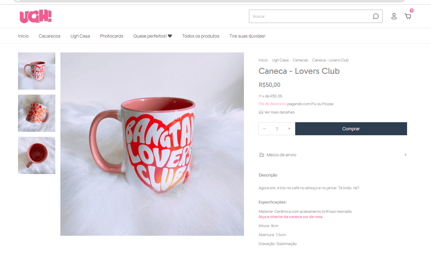 Modelagem 3D de produtos e objetos da loja