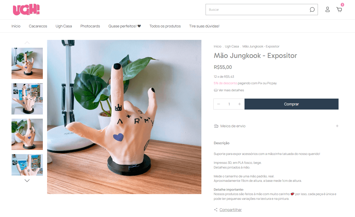 Modelagem 3D de produtos e objetos da loja