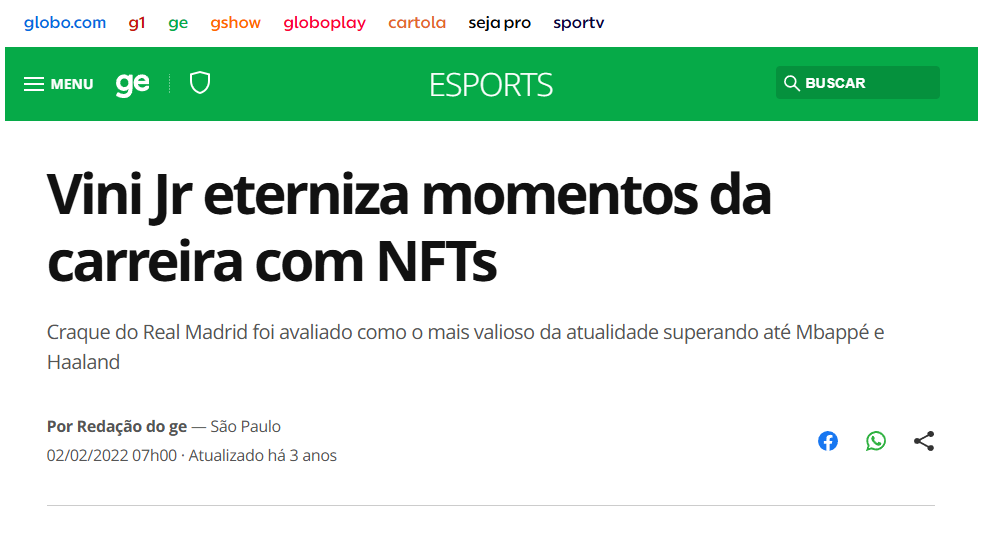 Notícia no Globo Esporte